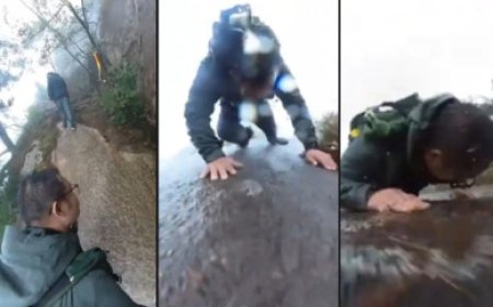 पैदल चलते समय पहाड़ से गिरा शख्स, कैमरे में रिकॉर्ड हुआ खौफनाक पल