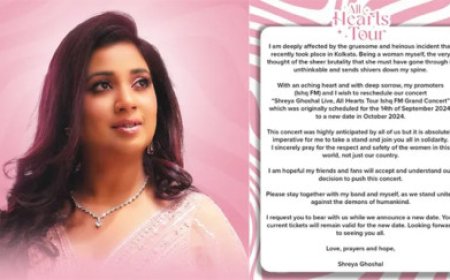 श्रेया घोषाल ने कोलकाता कॉन्सर्ट किया स्थगित