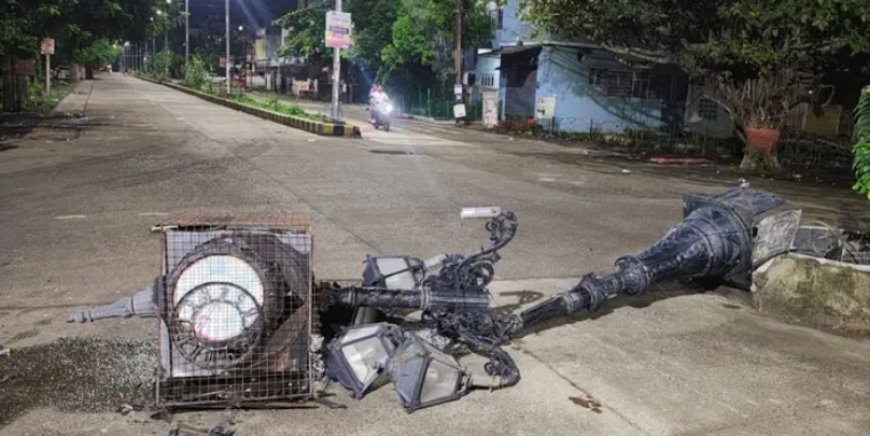 Jabalpur News: विजय नगर का लैंडमार्क घड़ी चौक का स्तंभ हुआ धराशाही