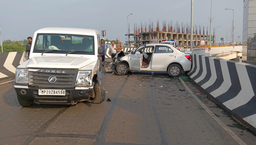 Jabalpur News:फ्लाईओवर में स्विफ्ट डिजायर से टकराया तूफान, कार के परखच्चे उड़े
