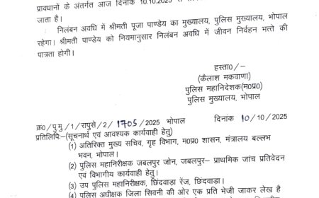 Jabalpur News: हवाला के पैसे की बंदरबांट करने के मामले में एसडीओपी पूजा पांडे निलंबित