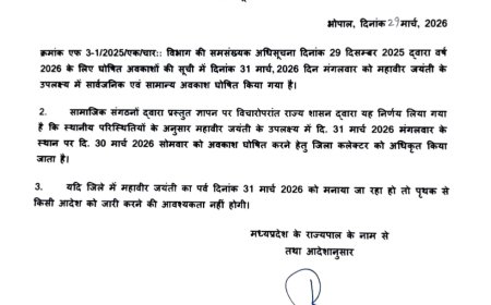 Jabalpur News: महावीर जयंती पर 30 मार्च को अवकाश घोषित